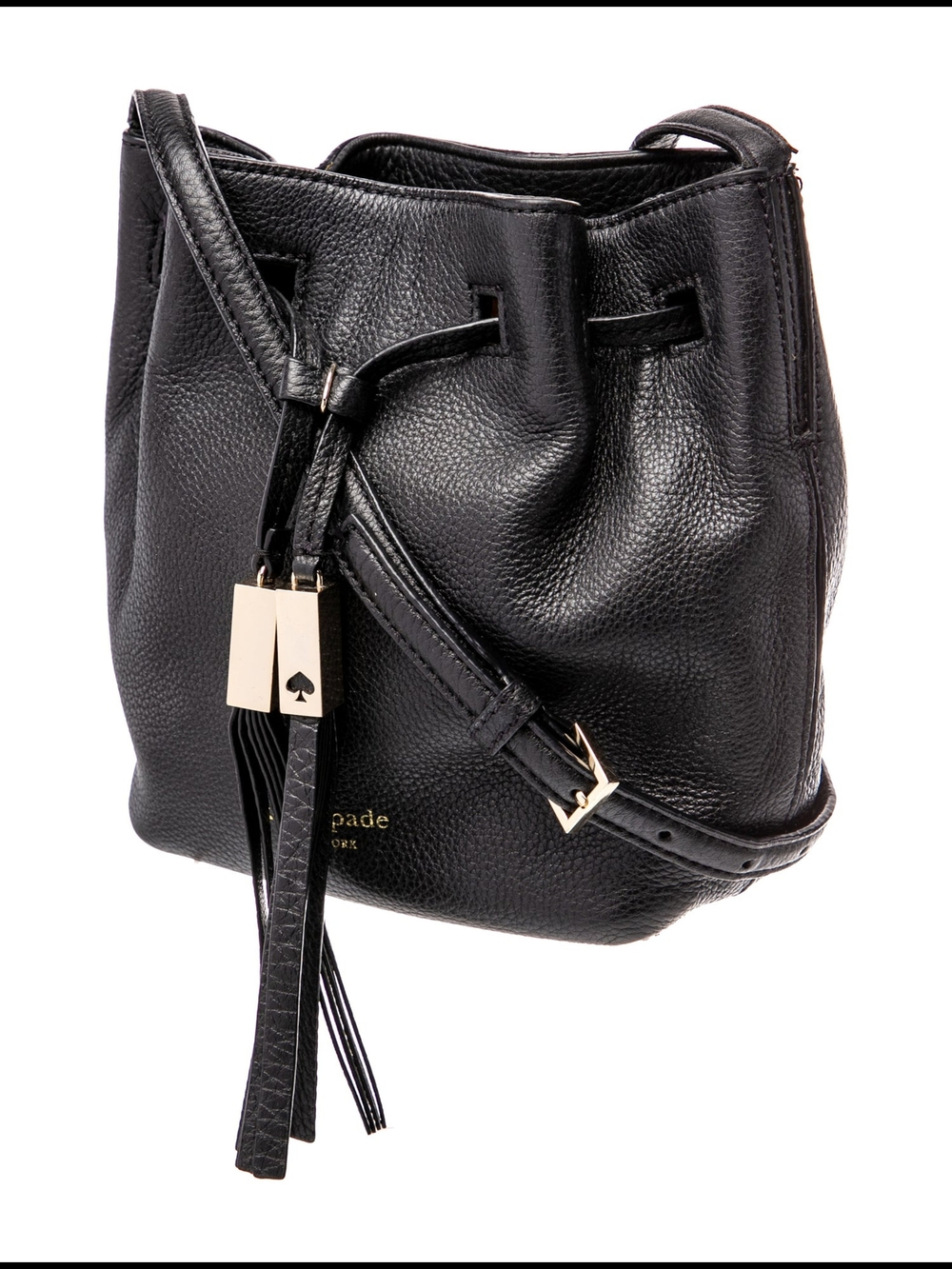 kate spade Black Leather Drawstring Bucket Bag